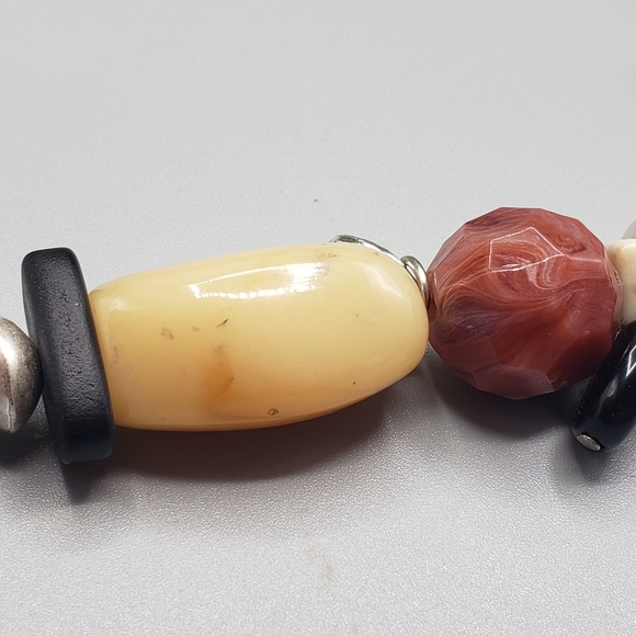 Chico 4 Strand Multicolor Bead Stones & Charms Statement Silvertone Chains - Picture 13 of 16